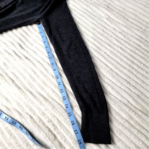 Tory Burch XS Gray Merino Wool Cardigan Logo Button Sweater Classic Luxury - Picture 6 of 9